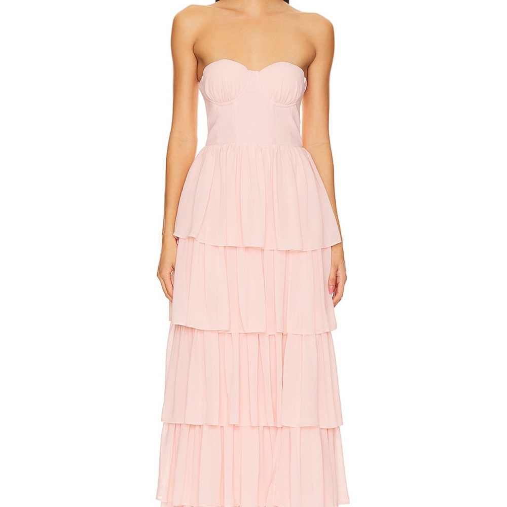 Lovers + Friends Strapless Pink Tiered Dress